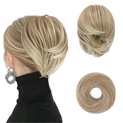 BARSDAR Hair Bun Ponytail Extension, Straight Synthetic Hairpiece Fully Short Ponytail Bun Extensions Hair Accessories Elastic Easy Scrunchie for