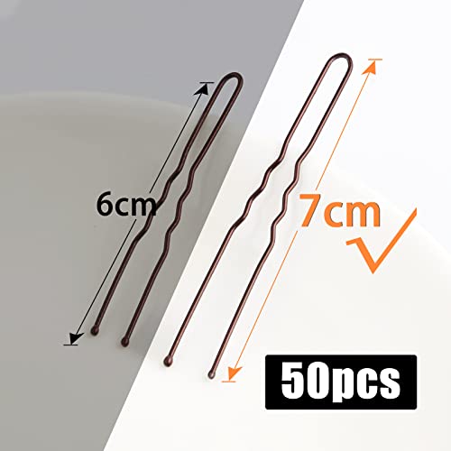 Mbsomnus 7cm Hair Pins for Buns, 50pcs Bobby Pins Brown Hair, U Shaped Hair Pins for Women Girls, Hair Grips for Thick Hair, Hair Styling Accesso