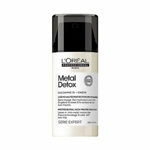 L'Oréal Professionnel Metal Detox Anti-Metal High Protection Cream, Leave-In Treatment for Damaged Hair, Hydrates, Protects from Heat Styling, He