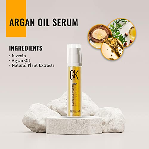 GK HAIR Global Keratin 100% Organic Argan Oil Anti Frizz Hair Serum (0.34 Fl Oz/10ml) Styling Smoothing Strengthening Hydrating & Nourishing Heat