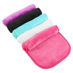 5 Pack Make Up Remover Cloth, 15.75 * 7.87in Flannel Face Cloth Face Wipes for Sensitive Skin Make Up Removing (Black+Violet+Cherry Red+Green+Whi