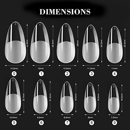 Saviland Soft Gel Full Cover Nail Tips - 240PCS Medium Almond nail tips Shape Gel x Nails Kits Fake False Nails Nails Tips No Need to File with N