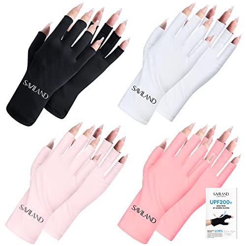 Saviland UV Gloves for Gel Nails - UPF200+ High-tech UV Protection Gloves for Manicures, Anti UVA&UVB 999+ UV Nail Gloves for Nail Lamp Skin Care
