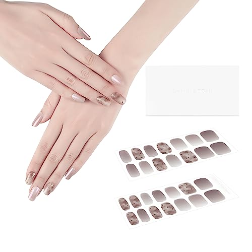 DANNI & TONI 28 Stickers Semi Cured Nail Wraps Soft Self-Adhesive Gel Nail Stickers,Salon-Quality Gel Nail Polish Strips Manicure Stickers Set (i