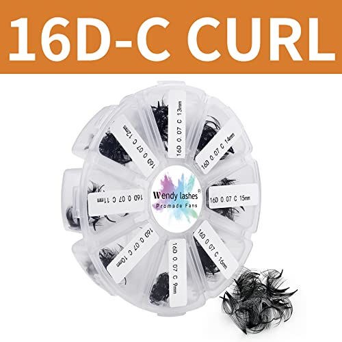 Pre Made Fan Volume Eyelash Extensions 10D 0.07mm D Curl 500 Fans 9-16mm Mixed Tray Premade Fans Loose Volume Lash Extensions Handmade Promade Lo