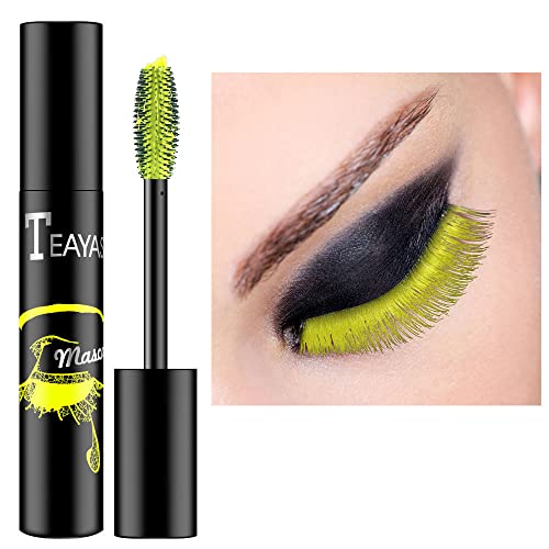 Blue Colored Mascara - Colorful Mascara/Waterproof Long-lasting 4D Silk Fiber Lash Mascara/Smudgeproof Fast Dry Eye Lashes Curling Lengthening Th