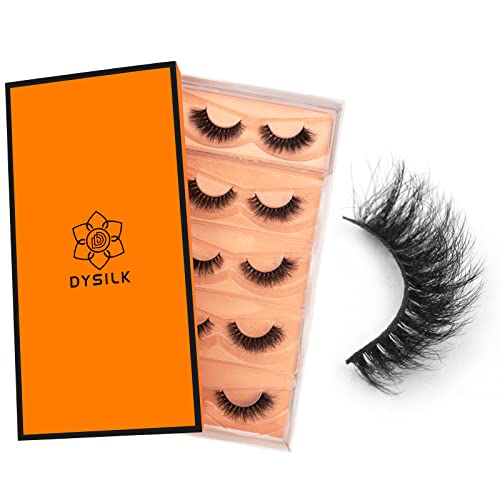 DYSILK 5 Pairs 6D Lashes Faux Mink Eyelashes Cat Eye Fluffy Natural Look False Eyelashes Long Lashes Pack Mink Lashes Soft Reusable Eye Lashes |C