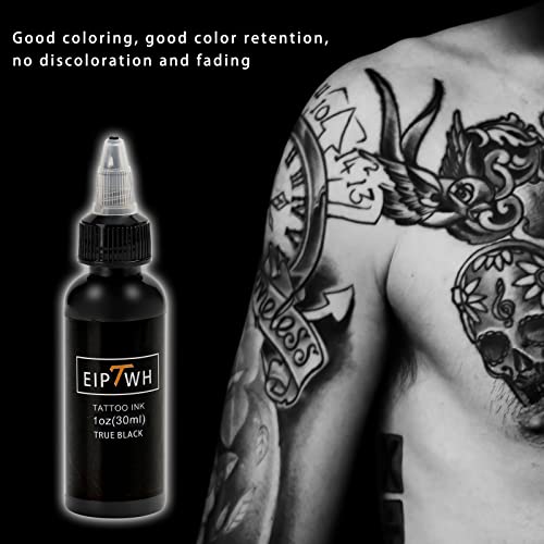 JiMeng 30ML 1Floz True Black Tattoo Inks,Skin Friendly EU Standard Tattoo Pigment for Beginners Ling&Shading Inks No Fade Can be Used on Human Sk