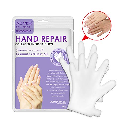 CCKULOOB Hand Mask Hand Moisturizing Gloves Mask for Dry,Cracked Hands,Whitening and Anti-aging,Repair Rough Skin (4 Packs, Lavender)