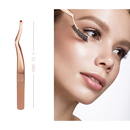 Erised's Bifrost Eyelashes Applicator Tool Eyelash Extension Tweezers Remover Clip Tweezers Nipper,lash Lift (Rose Gold)