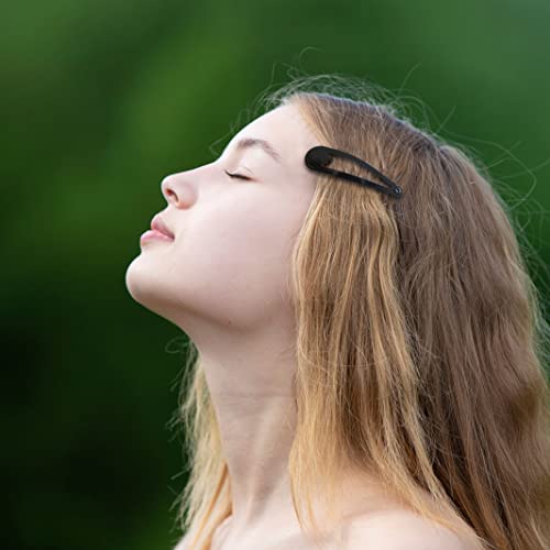 Jeffan 50 Pcs Snap Hair Clips 2 Inch Metal No Clips Barrettes Girls' Hair Accessories for Girls Women(black)