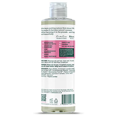 Faith In Nature Natural Wild Rose Shampoo, Restoring, Vegan & Cruelty Free, No SLS or Parabens, For Normal to Dry Hair, 400ml