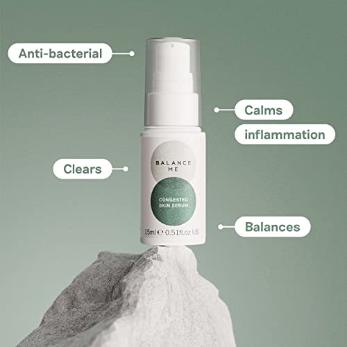 Balance Me Congested Skin Serum – 100% Natural Vegan Acne & Spot Gel - Moringa & Eucalyptus Reduces Redness & Calms Inflamed Skin – For All Skin