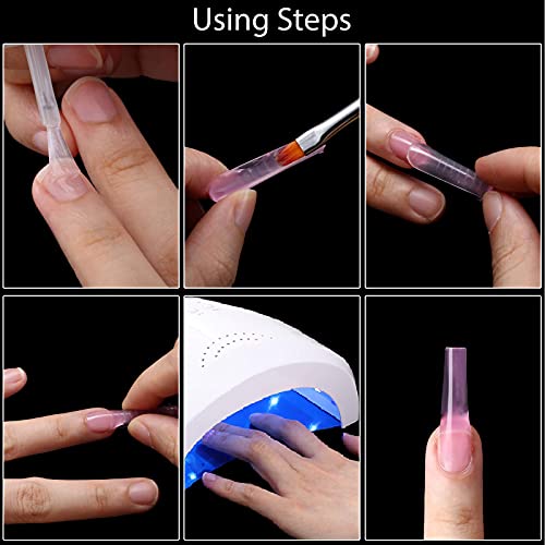 120 Pieces Dual Nail Forms Set Gel Nail Mold Extension Forms Coffin Nail Gel Forms for Acrylic UV Nails Clear with 12 Sizes Scale and Nail Clips