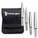Tweezer Guru 4-Piece Stainless Steel Tweezers Set - Slant Tip and Pointed Eyebrow Tweezers Gift Set - Professional Precision for Facial Hair, Ing