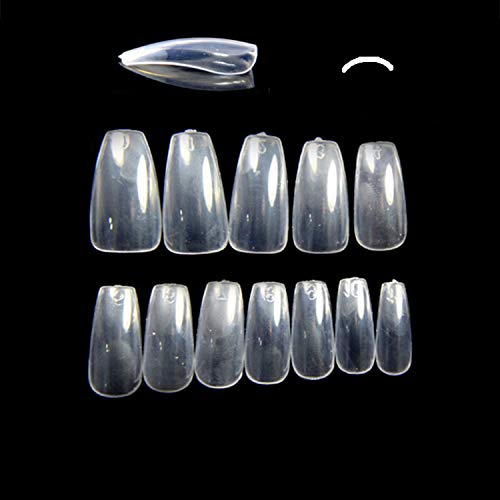 600 Pieces Medium Long Coffin Ballerina False Nail Tips NATURAL Full Cover Acrylic Press On False Nails Tips Extensions - Professional Salon & Ho