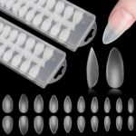 BomnKa 480 Pcs Short Almond Nail Tips, Gel Nail Tips 10 Sizes Clear Soft Nail Tips Fake Nails for Nail Art Salon and Home DIY