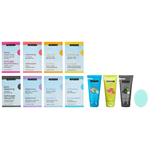 Freeman Limited Edition Renew & Relax Mask Holiday Kit, Face Masks To Soothe, Rejuvenate, and Deep Cleanse Pores, Facial Mask Variety, 12 Piece G