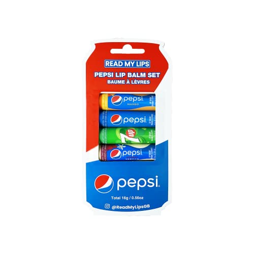 READ MY LIPS - Pepsi Flavoured Lip Balm Set - Formulated With Beeswax - Fun Party Bag Fillers Or Christmas Stocking Stuffers - Cruelty Free - 4 E