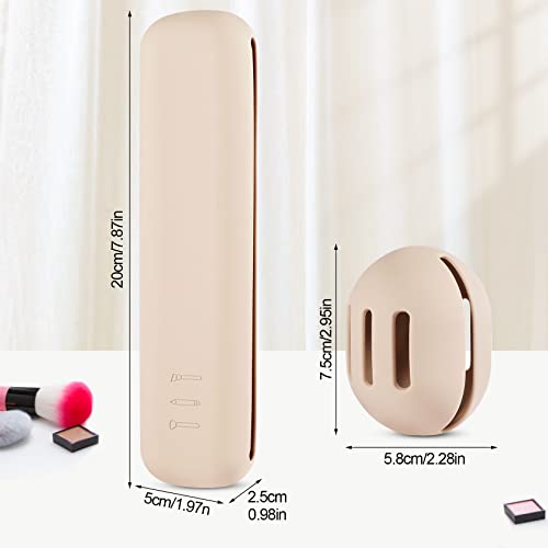 Qetlavee 2pcs Travel Makeup Brush Holder,Portable Makeup Brush Case for Travel,1pcs Makeup Brush Organizer+1pcs Makeup Sponge Holder,Silicone Fou