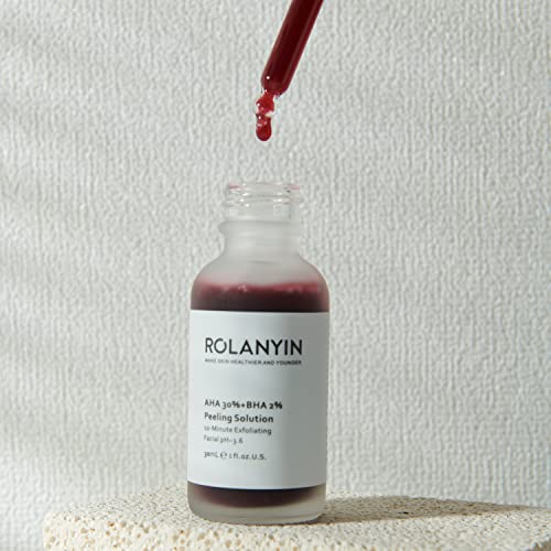 Rolanyin Peeling Solution AHA 30% + BHA 2% Exfoliating Facial Serum 30ml Fighting Blemishes Reduces Pore Congestion and Fine Lines
