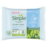 Simple Kind to Skin hypoallergenic Micellar Biodegradable Cleansing Wipes for sensitive skin 20 wipes