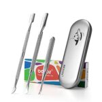 BEZOX Professional Cuticle Pusher 3pcs, Premium Stainless Steel Cuticle Trimmer UV Gel Polish Remover - Cuticle Removal Fork Nail Art cleaner Tri