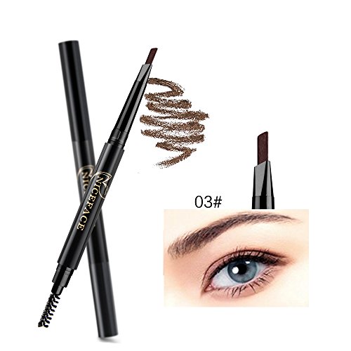 NICEFACE Eyebrow Pencil Dark Brown Double Ended Precision Waterproof Brow(Dark Brown #2)