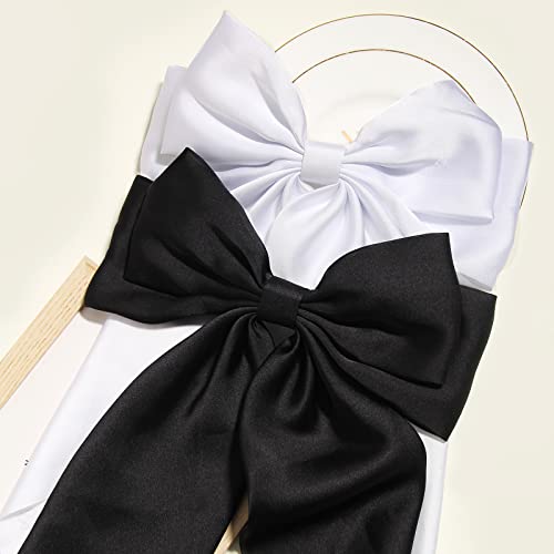Bow Hair Clips Hair Slides Solid Color Bowknot Hairpin French Barrette with Long Silky Satin Tail Large Bows for Women Girls Hair Barrettes Scrun