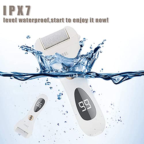 Electric Foot Callus Remover Hard Skin-Rechargeable Waterproof Tools Callus Shaver Pedicure kit for Cracked Heels and Dead Skin with 5 Replacemen