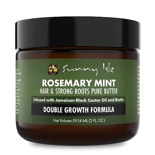 Sunny Isle Rosemary Mint Hair and Strong Roots Butter 2oz, Infused with Biotin & Jamaican Black Castor Oil to Strengthen and Nourish Hair Follicl