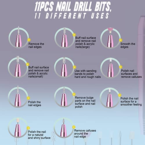 CLANCE Electric Nail Drill - Nail Science Optimized Manicure Pedicure Electric Nail File for Natural & Acrylic Nails | Dream & Create with 11 Mul