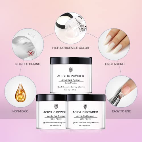 Clear Acrylic Powder, 1.97oz Professional Acrylic Nail Powder Polymer, Clear Nail Powder for Acrylic Nail Extension Carving Nails,Acrylic Nails E