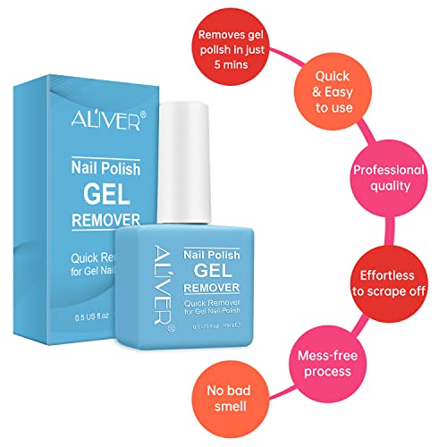 Gel Nail Polish Remover 15ml, Gel Polish Remover Quick & Easy Remove Within 2-5 Minutes, Nail Gel Remover Non-Irritating, No Need For Foil Soakin