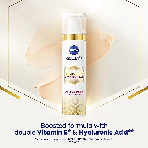 NIVEA Cellular Luminous 630 Anti Dark-Spot Day Moisturiser SPF 50 (40ml), Hydrating Fluid Protects From Dark-Spot Darkening and Photoageing for S