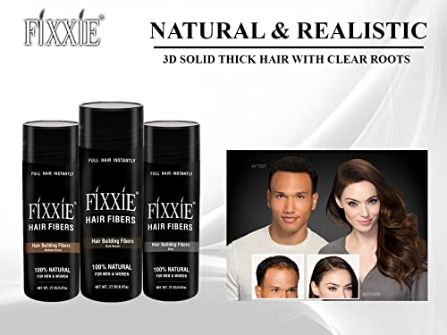 FIXXIE Hair Fibres MEDIUM BROWN for Thinning Hair 27.5g Bottle, Hair Fibre Concealer for Hair Loss for Men and Women, Naturally Thicker Looking H