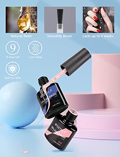 Btiztlla Gel Nail Polish Kit with 120W LED Light, 12 Colors White Nude Glitter Gel Nail Polish Set, UV LED Nail Lamp, No Wipe Base Top Coat, Mani