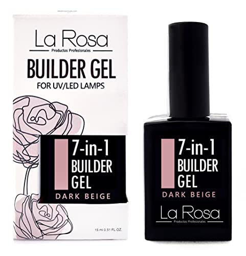 La Rosa 7-in-1 BUILDER GEL in a Bottle - UV Gel - NUDE for nail design and nail art, Nail Easy-To-Use Extension Builder, Cover gel - 15 ml (Light