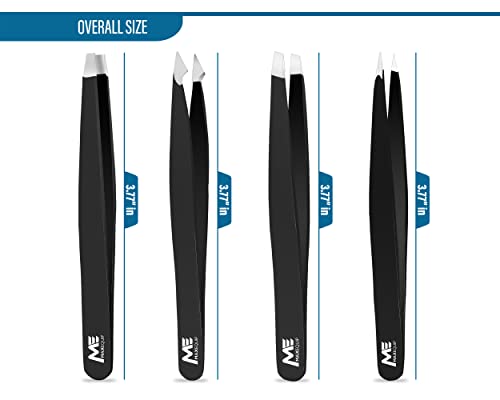 ME MAXEQUIP 4Pcs Tweezers for Facial Women and Men Professional Stainless Steel Eyebrow Tweezers Precision for Ingrown Hair Tweezers on Nose Ear