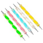 Jsdoin 5 pc 2 Way Dotting Pen Tool Nail Art Tip Dot Paint Manicure kit