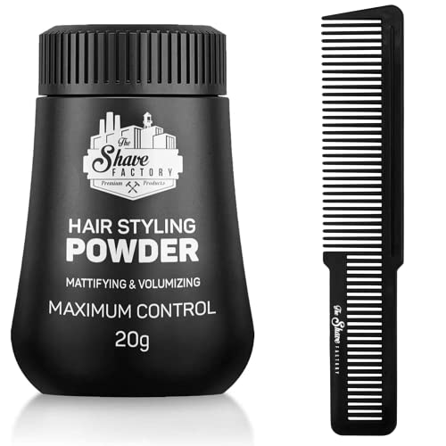 The Shave Factory Hair Styling Powder - Mattifying and Volumizing Powder, with comb types suitable for all areas of use, hair comb and powder wax