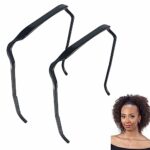 2Pcs Curly Thick Hair Large Headband, Large Headband For Thick Hair Square Headband Like Sunglasses Curly Hair Plastic Hair Hoop Hairband (Black)