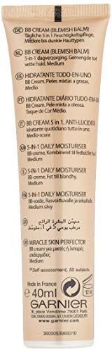 Garnier BB Cream Miracle Skin Perfector / Tinted Day Cream 5 in 1 with Matte Effect Oil / Colour: Medium to Dark / for Oily and Combination Skin