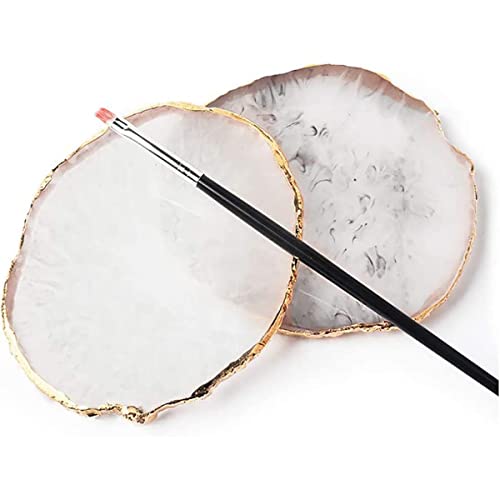 Nail Art Palette, Resin Nail Art Palette, Makeup Mixing Palette Nail Art Painting Nail Tech Supplies Resin Nail Art Palette DIY Tool Gold Edge Wh