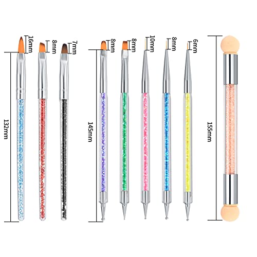 9 Pcs Nail Art Brushes, Nail Brush for Nail Art, Nails Dotting Drawing Painting Liner Design Brushes Pens Tools for Diy Gel Nail Art Design, with
