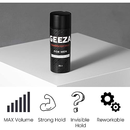 Geeza Hair Volume Powder - The Ultimate Men's Styling Secret for Instant, Invisible, Matte & Non-Sticky Volumising Root Boost.