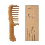 EQLEF Green Sandalwood Comb, Wooden Wide Tooth Comb for Curls No Static Handmade Hair Comb Quality Wooden Curls Comb for Women (Wide-Tooth Comb)