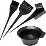 Hair Dye Set (4 PCS) Colouring Tint Tool Brush Kit and Bleach Mixing Bowl Set Double-Sided Colouring Comb and Bowl Set Kit Diy Salon Professional