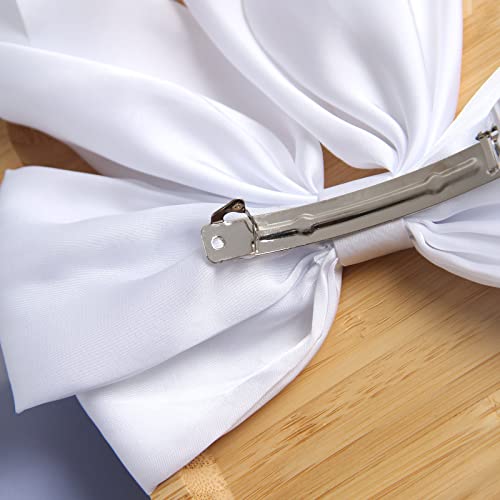 Bow Hair Clips Hair Slides Solid Color Bowknot Hairpin French Barrette with Long Silky Satin Tail Large Bows for Women Girls Hair Barrettes Scrun