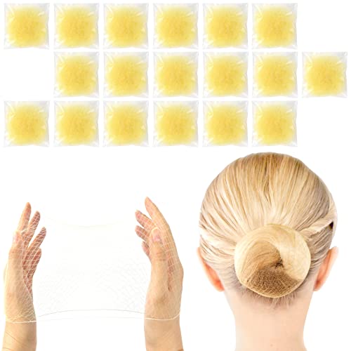 Sularpek Invisible Hair Nets, 35 pcs Brown Bun Nets for Girls, Reused Elastic Edge Mesh for Women Bun, Hair Bun Nets for Women Girls Ballet Dance